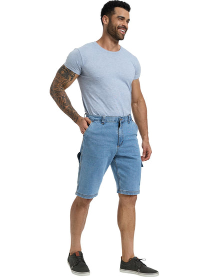 WORK IDEA Men's Cargo Denim Work Shorts, Relaxed Fit, Heavy Duty Cotton, Multiple Pockets and Durable Fabric