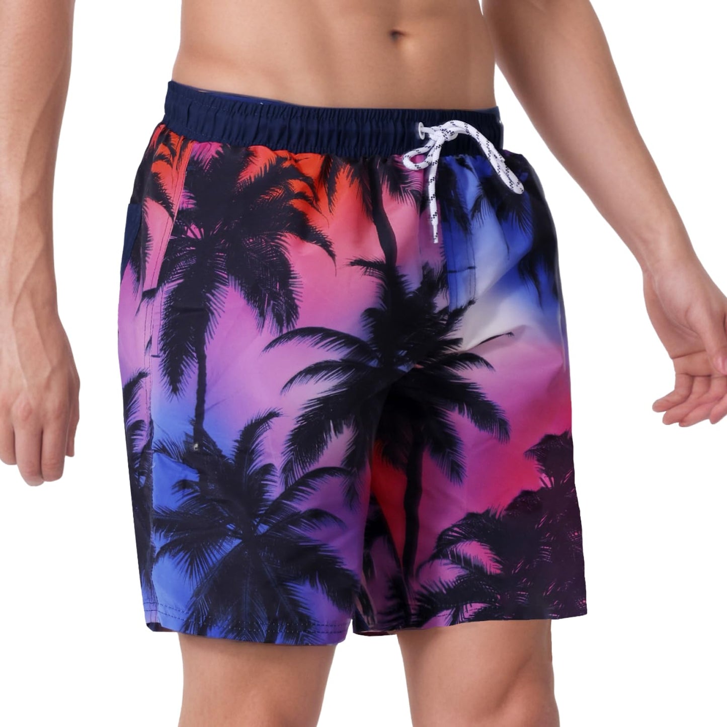 WORK IDEA Men's Quick-Drying Swimming Trunks with Print 100% Polyester - Summer Beach Board Shorts