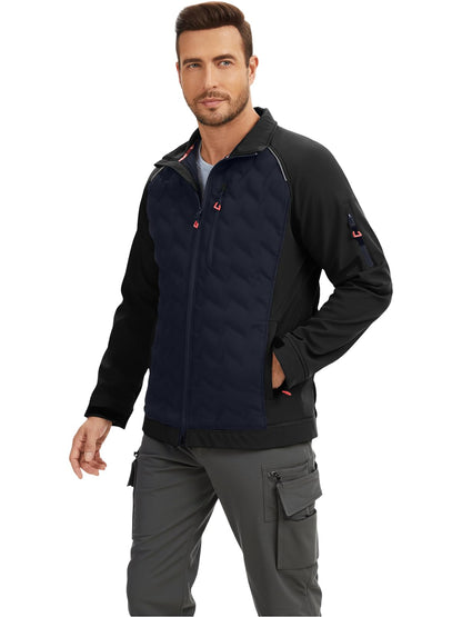 WORK IDEA Men’s High-Performance Quilted Jacket - Reflective Safety Trim, Weatherproof Design, Full-Zip Work Coat