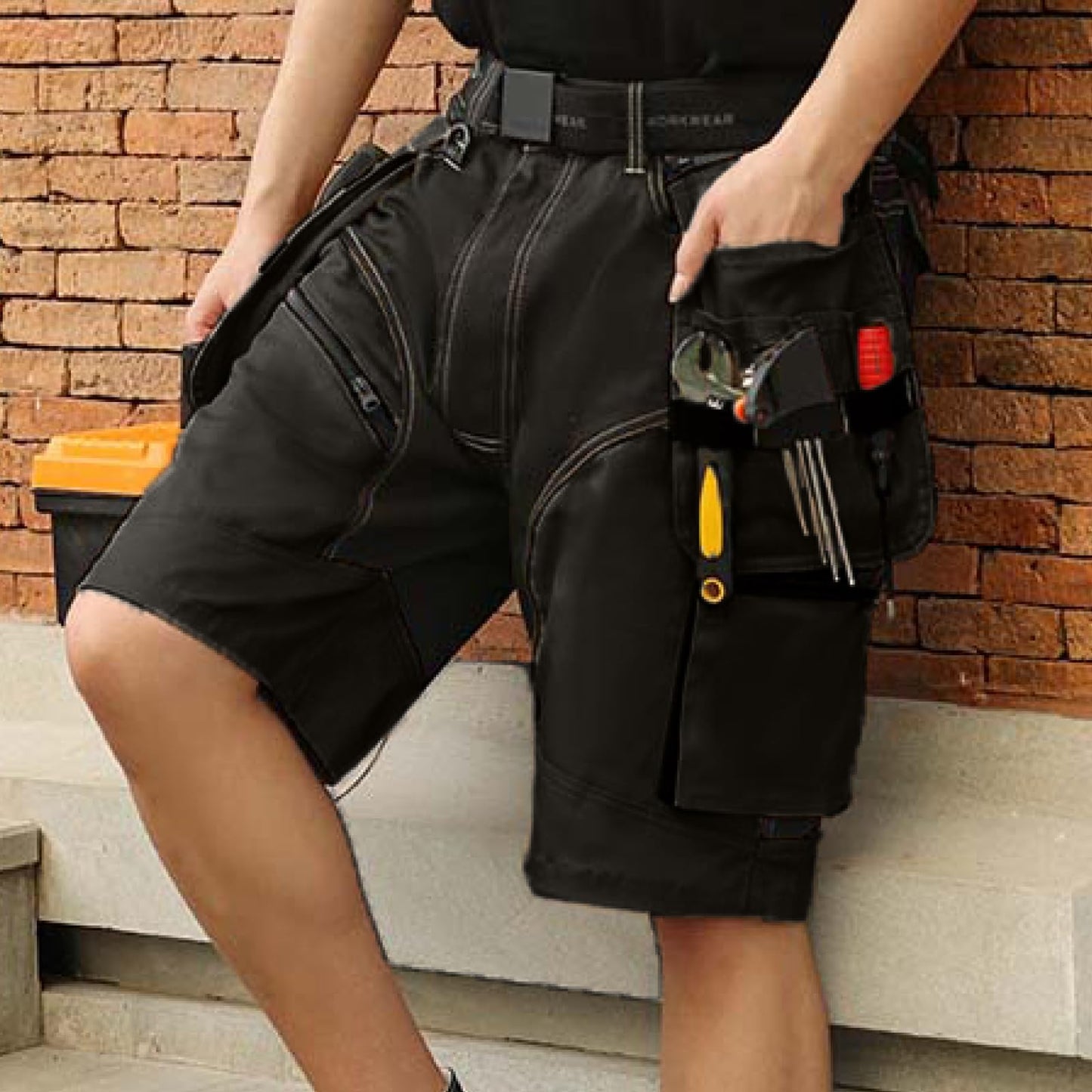 WORK IDEA Builder Work Shorts for Men - Durable Summer Combat Shorts - Multi Pocket Detachable Flight Pocket Shorts
