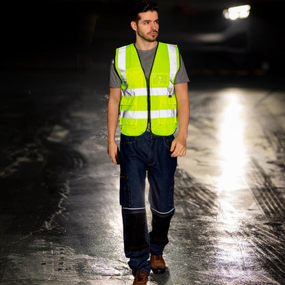 WORK IDEA Reflective Vest Car Reflective Vest with Multiple Pockets Safety Vest