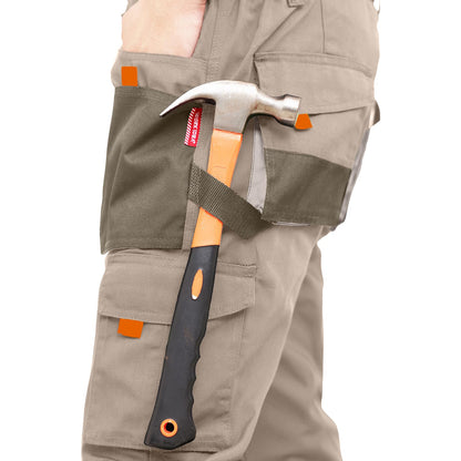 WORK IDEA Mens Work Trousers Oxford Knee Pockets Heavy Duty Canvas