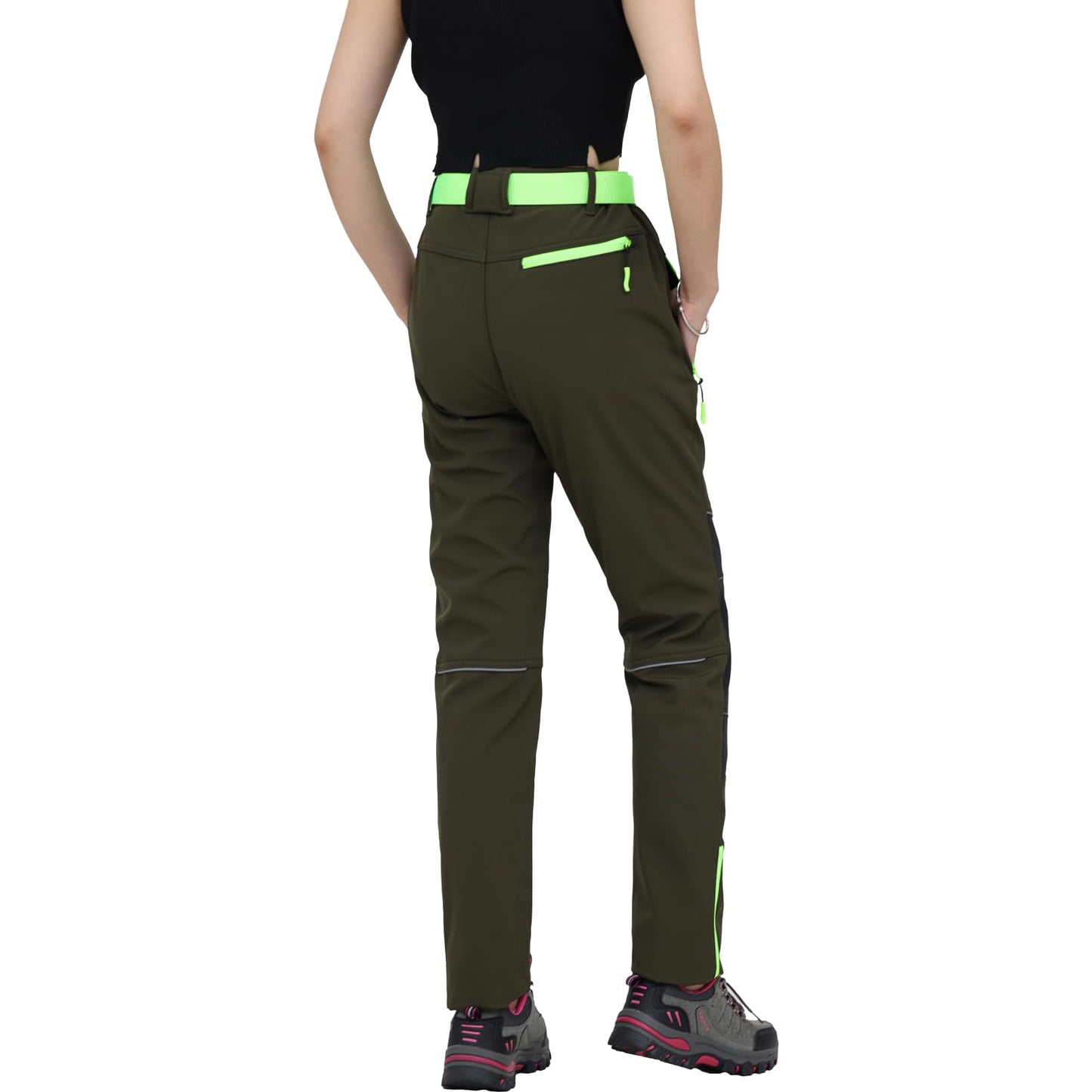 WORK IDEA Women's Outdoor Trousers for Demanding Hikes, Waterproof Material, Elastic Fit, Winter Warmth, Contrast Colour Zippers and More