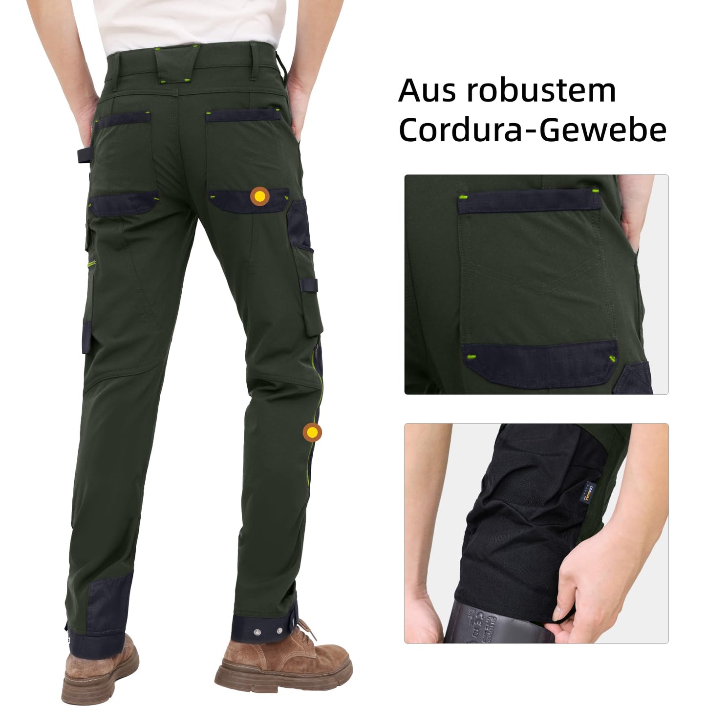 WORK IDEA Men's Slim-Fit Stretch Work Trousers: Corduroy on Critical Fabric Areas, Durable Elegance for the Highest Demands