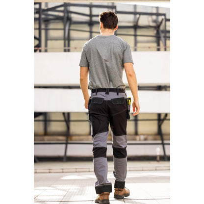 WORK IDEA Men's Work Trousers, Trousers with Multifunctional Pockets, Trousers with Removable Flight Pockets, Oxford Knee Pockets, Cotton Stretch Trousers