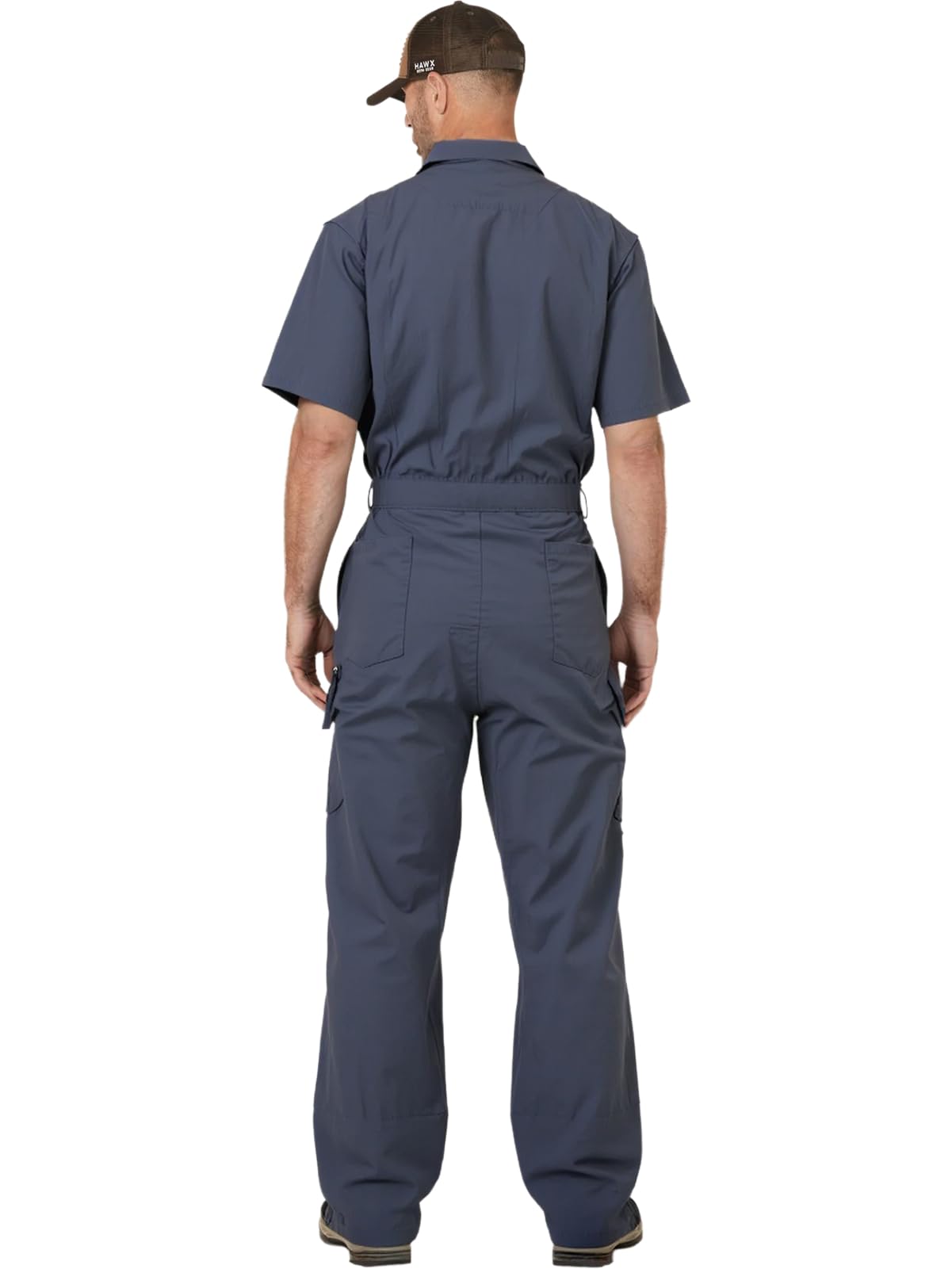 WORK IDEA Men's Short-Sleeve Work Coveralls - Lightweight Cotton-Blend Jumpsuit with Elastic Waistband, Ideal for Mechanics