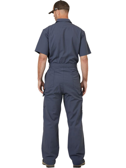 WORK IDEA Men's Short-Sleeve Work Coveralls - Lightweight Cotton-Blend Jumpsuit with Elastic Waistband, Ideal for Mechanics
