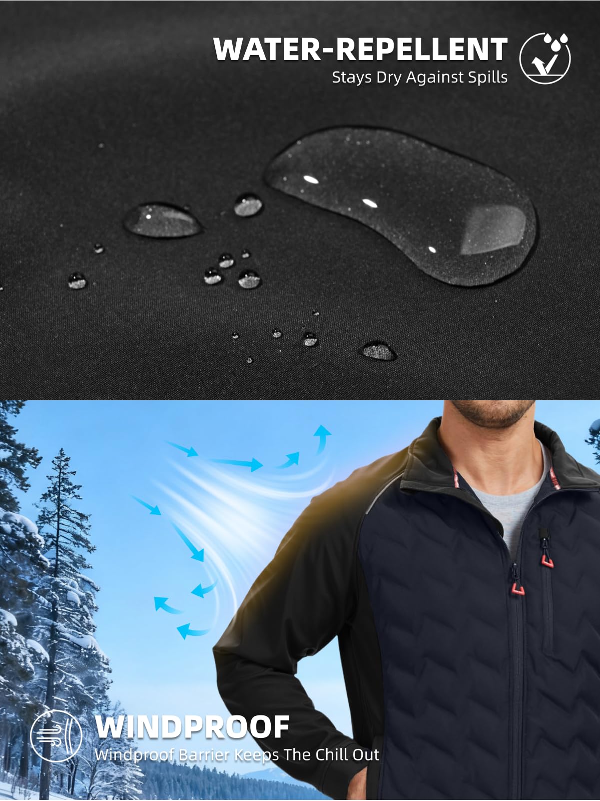 WORK IDEA Men’s High-Performance Quilted Jacket - Reflective Safety Trim, Weatherproof Design, Full-Zip Work Coat