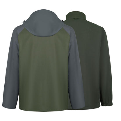 WORK IDEA Men's 3-in-1 Waterproof Breathable Windproof Jacket with Hood and Fleece Inner Jacket - Functional Jacket for Hiking, Cycling, Camping and Outdoor Activities