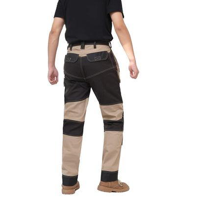 WORK IDEA Men's Work Trousers, Trousers with Multifunctional Pockets, Trousers with Removable Flight Pockets, Oxford Knee Pockets, Cotton Stretch Trousers