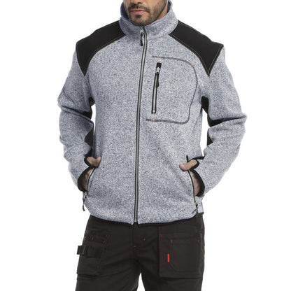 WORK IDEA Men's Knitted Fleece Jacket, Fleece Cardigan, Breathable Outdoor Fleece Jackets for Men, Warm and Lightweight Knitted Fleece Jacket with Zip