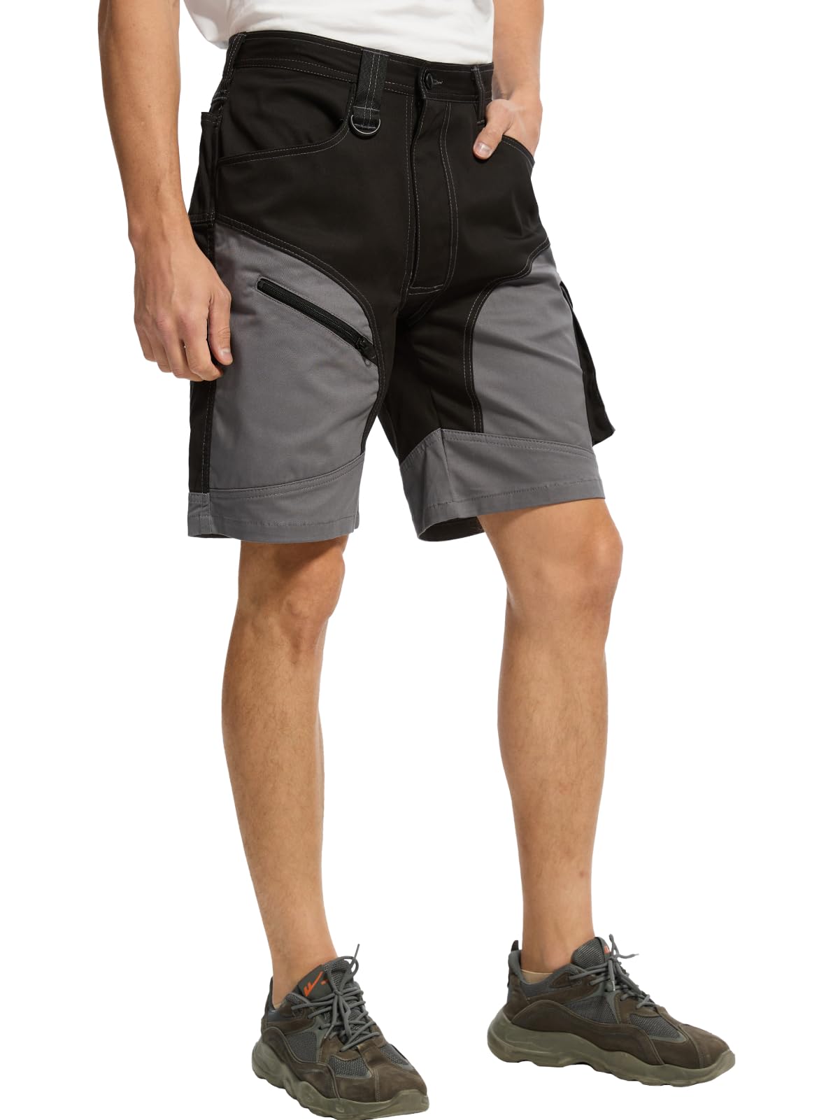 WORK IDEA Men's 10 Inch Cotton Work Shorts Strench with Utility Pockets