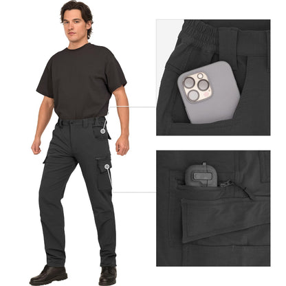WORK IDEA Outdoorhose für Herren Wanderhose Wasserdicht & Elastisch Softshellhose Atmungsaktiv Weiche für Trekking, Bergsteigen und Freizeit