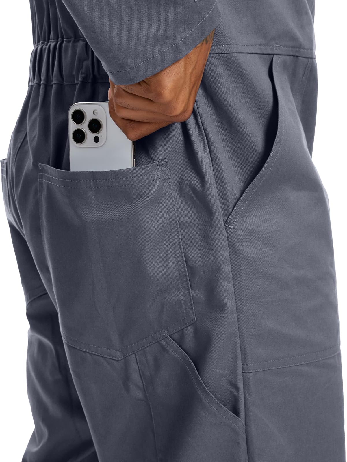 WORK IDEA Men's Coveralls Long Sleeve 100% Cotton Twill Workwear Jumpsuit Relaxed Fit