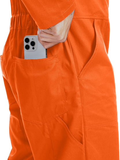 WORK IDEA Men's Coveralls Long Sleeve 100% Cotton Twill Workwear Jumpsuit Relaxed Fit