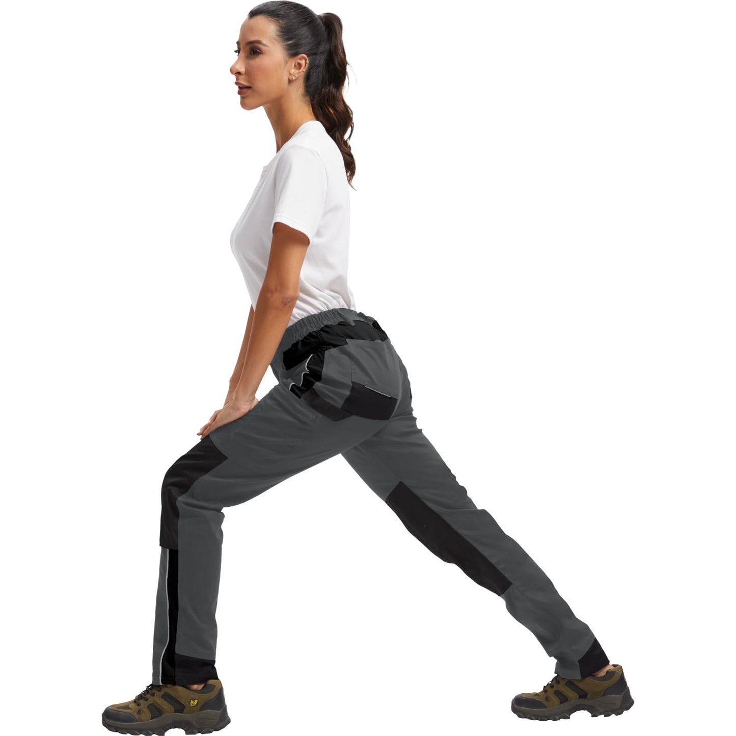 WORK IDEA Women's Work Trousers in Figure-Hugging Fit, Elastic and Lightweight, with Multiple Functional Pockets