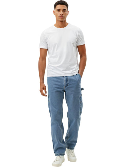 WORK IDEA Men’s Heavy-Duty Carpenter Work Jeans - Cotton Denim with Multiple Utility Pockets & Hammer Loop