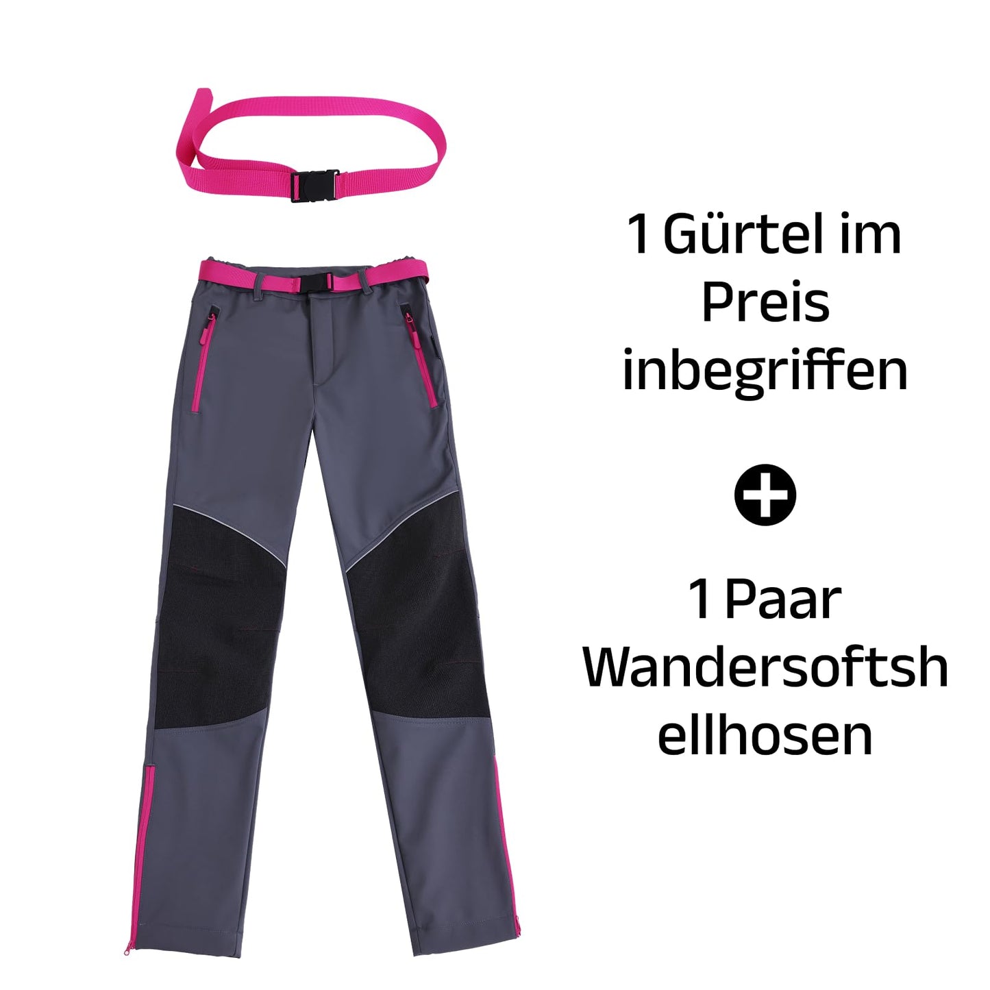 WORK IDEA Women's Outdoor Trousers for Demanding Hikes, Waterproof Material, Elastic Fit, Winter Warmth, Contrast Colour Zippers and More