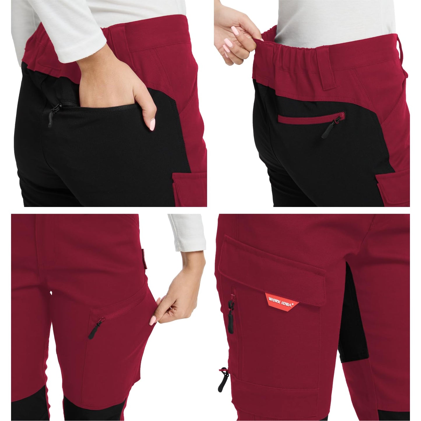 WORK IDEA Women's Hiking Trousers, Stretch Slim Fit, Water Resistant, for Outdoor Activities