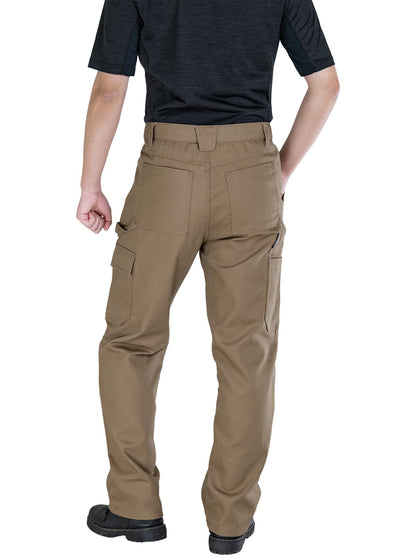 WORK IDEA Men's Heavy-Duty Canvas Work Pants with Knee Pad Pockets, Durable Carpenter Trousers for Construction Khaki