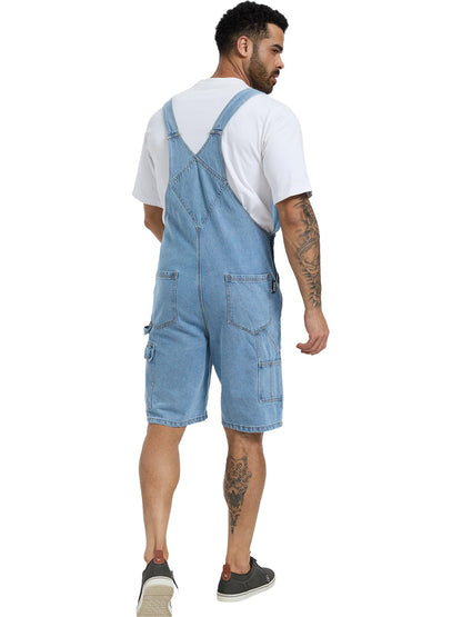 WORK IDEA Men's Denim Overalls for Men Jean Shorts, 100% Cotton, Relaxed Fit, Multi-Pocket Design Jumpsuit