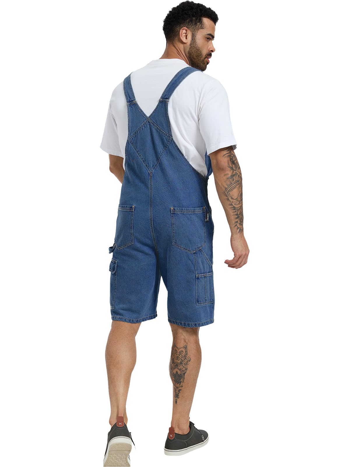 WORK IDEA Men's Denim Overalls for Men Jean Shorts, 100% Cotton, Relaxed Fit, Multi-Pocket Design Jumpsuit