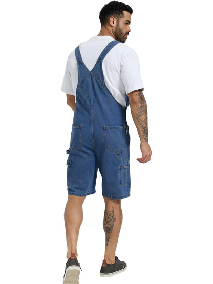 WORK IDEA Men's Denim Overalls for Men Jean Shorts, 100% Cotton, Relaxed Fit, Multi-Pocket Design Jumpsuit