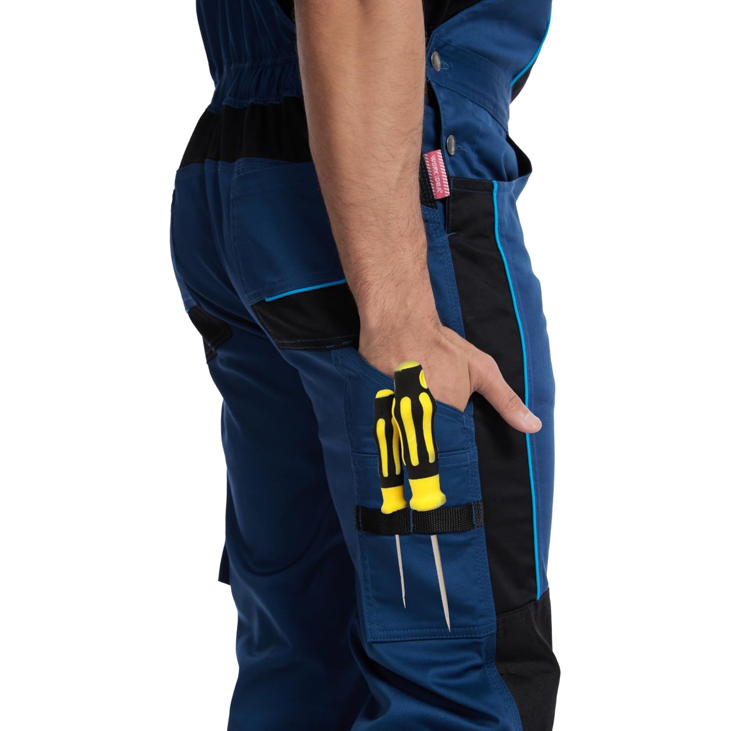 WORK IDEA Mens Stretch Work Dungarees with Multiple Pockets and Tool Pockets