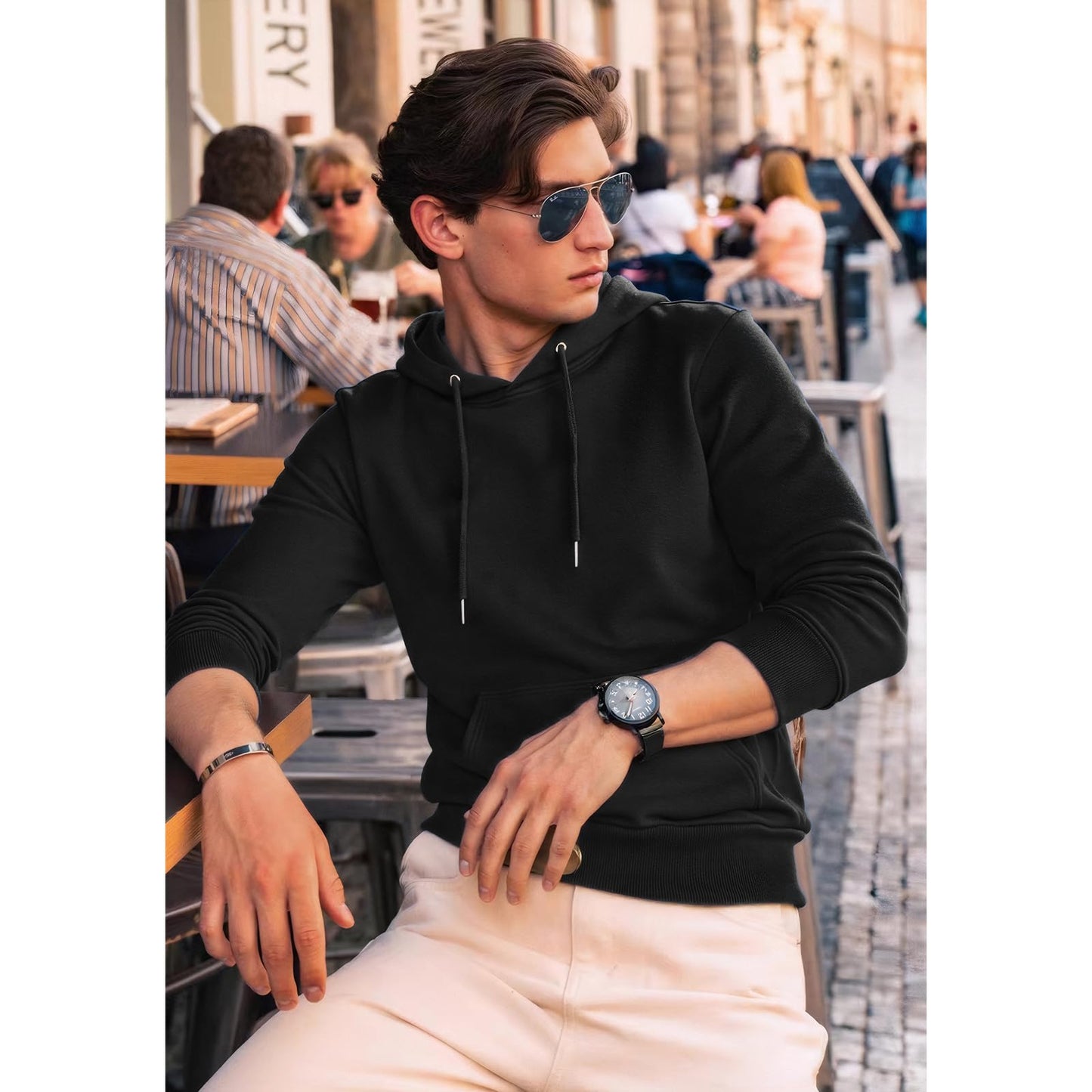 WORK IDEA Men's Cotton Winter Hoodie for Men, Soft Hoodie with Side Pockets, Casual Top for Sports and Leisure