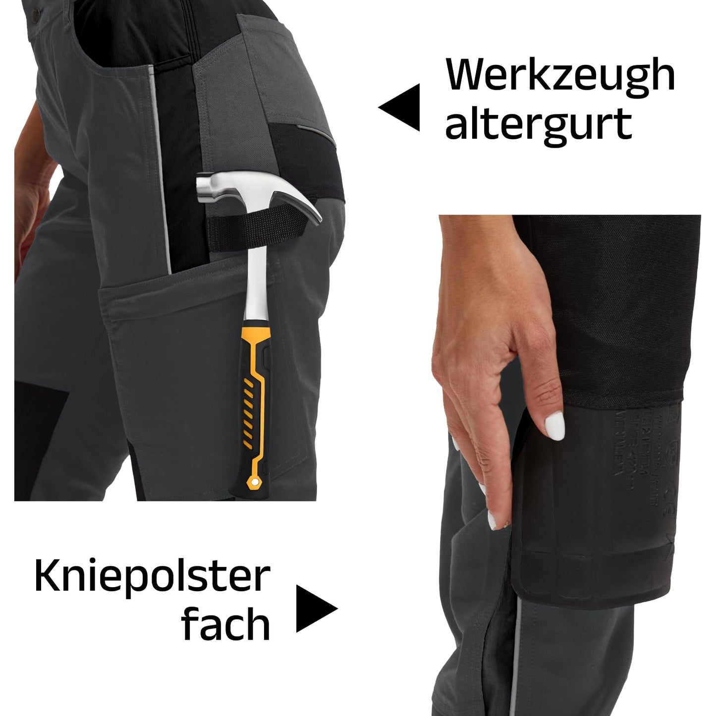 WORK IDEA Women's Work Trousers in Figure-Hugging Fit, Elastic and Lightweight, with Multiple Functional Pockets