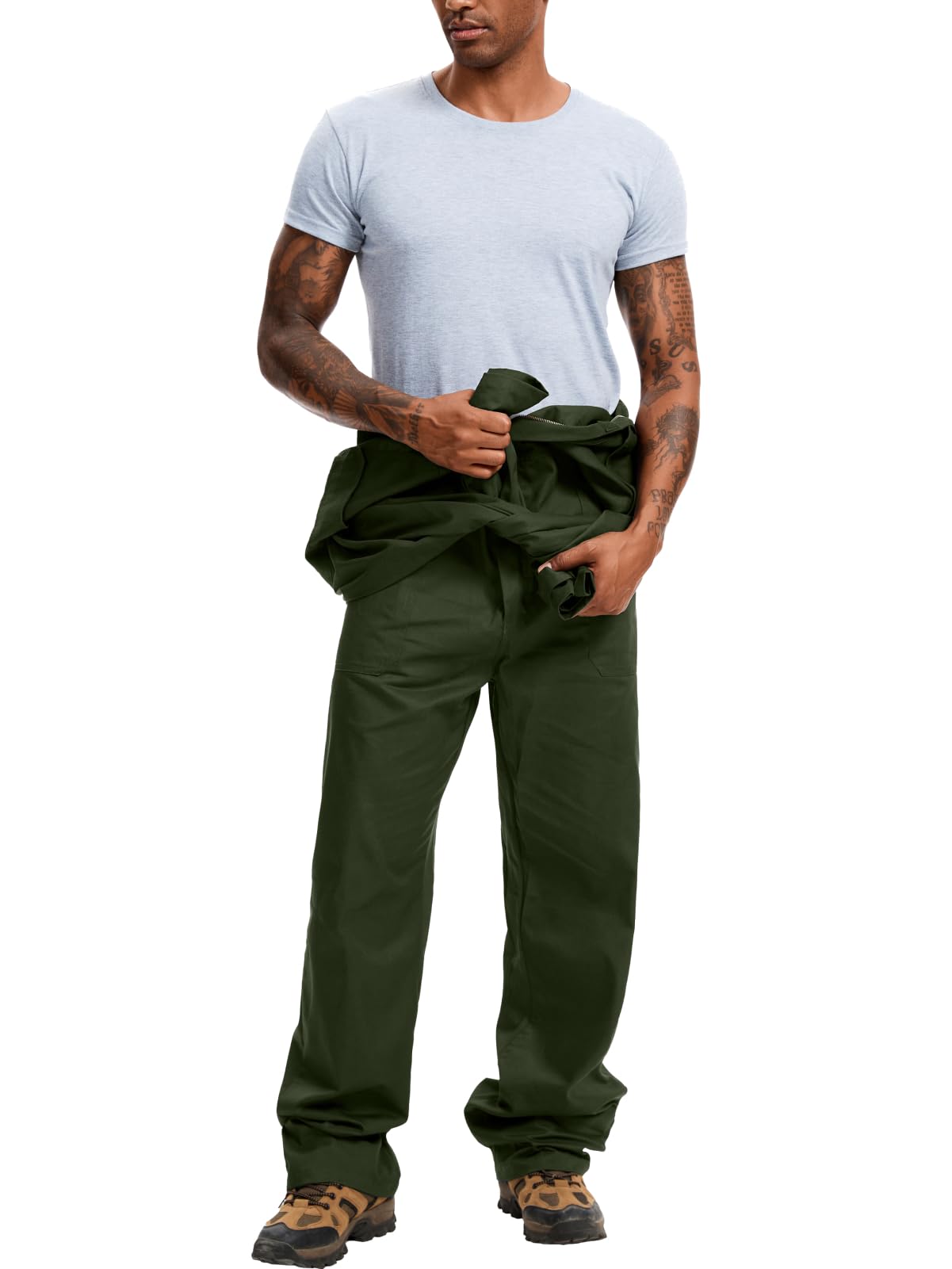 WORK IDEA Men's Coveralls Long Sleeve 100% Cotton Twill Workwear Jumpsuit Relaxed Fit