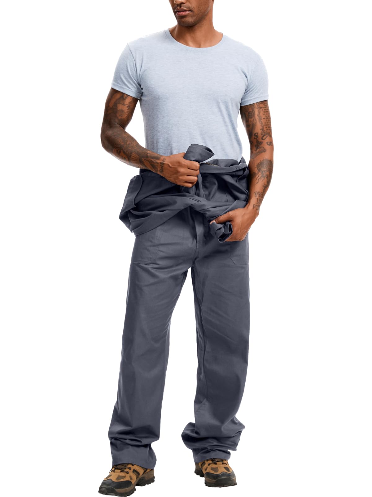 WORK IDEA Men's Coveralls Long Sleeve 100% Cotton Twill Workwear Jumpsuit Relaxed Fit